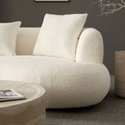 Upholstered 4-Seat Sofa Boucle Fabric Cream Style Couch