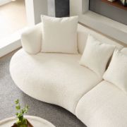 Upholstered 4-Seat Sofa Boucle Fabric Cream Style Couch