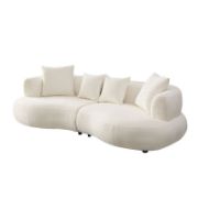 Upholstered 4-Seat Sofa Boucle Fabric Cream Style Couch