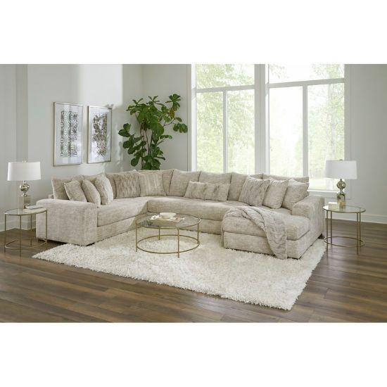 3-Piece Upholstered Teddy Bear Soft Fabric Sectional with Chaise