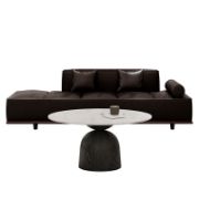 Black Sofa And Sintered Stone Coffee Table Set