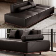 Black Sofa And Sintered Stone Coffee Table Set