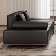 Black Sofa And Sintered Stone Coffee Table Set