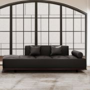 Black Sofa And Sintered Stone Coffee Table Set
