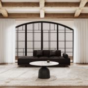 Black Sofa And Sintered Stone Coffee Table Set