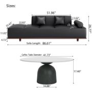 Black Sofa And Sintered Stone Coffee Table Set