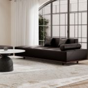 Black Sofa And Sintered Stone Coffee Table Set
