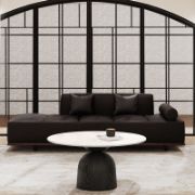 Black Sofa And Sintered Stone Coffee Table Set