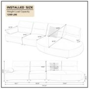 Oversized Modern Curved Sectional Sofa - 5-Seater