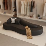 A simple modern sofa with a curved design