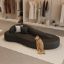 A simple modern sofa with a curved design