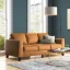 Genuine Leather Sofa with Solid Wood Legs