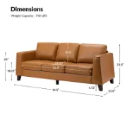 Genuine Leather Sofa with Solid Wood Legs