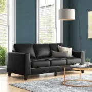 Genuine Leather Sofa with Solid Wood Legs