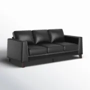 Genuine Leather Sofa with Solid Wood Legs