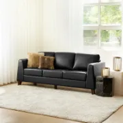 Genuine Leather Sofa with Solid Wood Legs