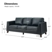 Genuine Leather Sofa with Solid Wood Legs