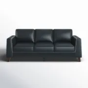 Genuine Leather Sofa with Solid Wood Legs