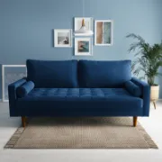 Velvet Square Arm Tufted Sofa