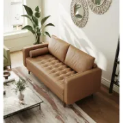 Vegan Leather Square Arm Loveseat