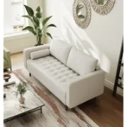 Vegan Leather Square Arm Loveseat