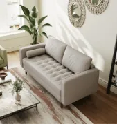 Vegan Leather Square Arm Loveseat