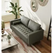 Vegan Leather Square Arm Loveseat