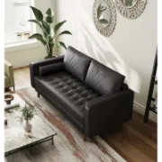 Vegan Leather Square Arm Loveseat
