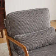 Mid Century Solid Wood Upholstered Armchair with an Extra Pillow