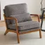 Mid Century Solid Wood Upholstered Armchair with an Extra Pillow