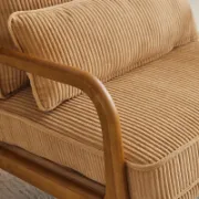 Mid Century Solid Wood Upholstered Armchair with an Extra Pillow