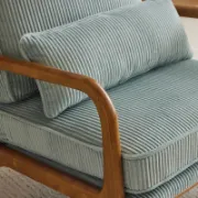 Mid Century Solid Wood Upholstered Armchair with an Extra Pillow