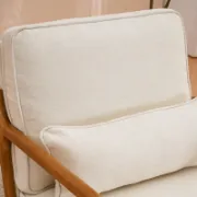Mid Century Solid Wood Upholstered Armchair with an Extra Pillow