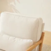 Mid Century Solid Wood Upholstered Armchair with an Extra Pillow