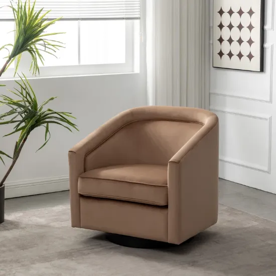 Velvet Swivel Barrel Chair