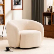 Boucle Swivel Barrel Chair for Small Space