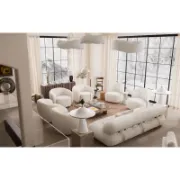 Boucle Swivel Barrel Chair for Small Space
