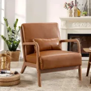 Faux Leather Chair with an Extra Pillow