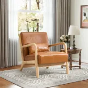 Faux Leather Chair with an Extra Pillow