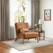 Faux Leather Chair with an Extra Pillow
