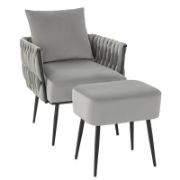 Velvet Chair with Ottoman