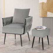 Velvet Chair with Ottoman