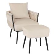 Velvet Chair with Ottoman