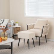Velvet Chair with Ottoman