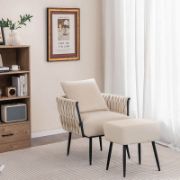 Velvet Chair with Ottoman