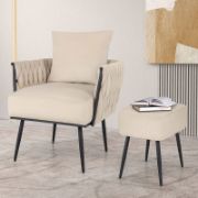 Velvet Chair with Ottoman