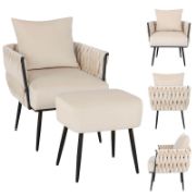 Velvet Chair with Ottoman
