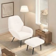 Upholstered Armchair with Ottoman – A Blend of Comfort & Modern Elegance
