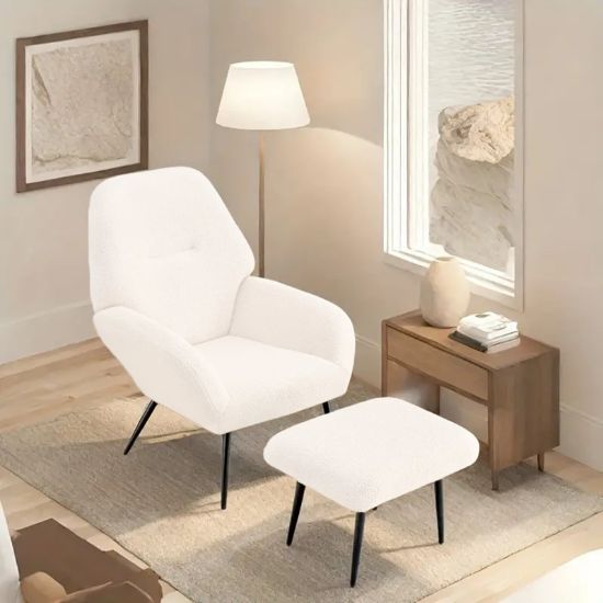 Upholstered Armchair with Ottoman – A Blend of Comfort & Modern Elegance