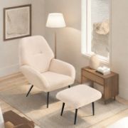 Upholstered Armchair with Ottoman – A Blend of Comfort & Modern Elegance